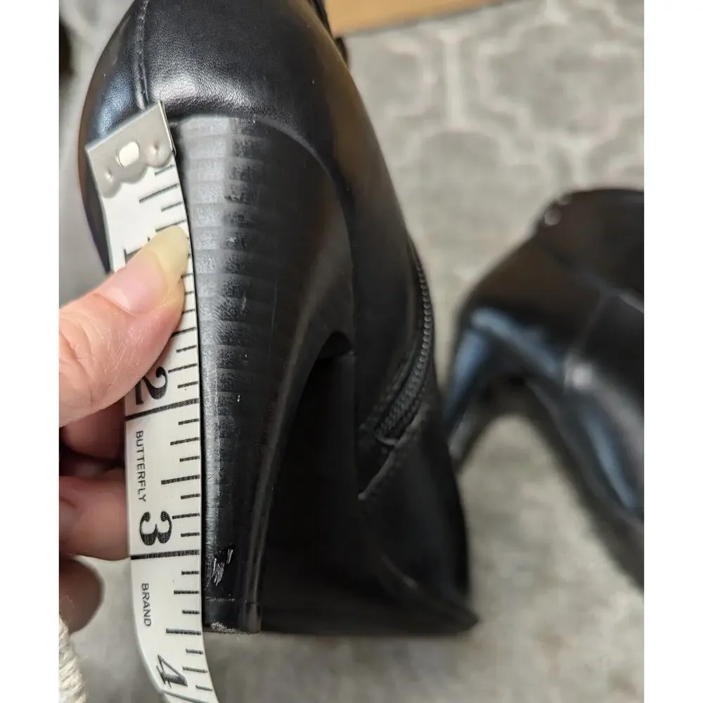 Croft&Barrow Taylor Ankle Boots WOMENS 7.5M black faux leather pointy toe witchy